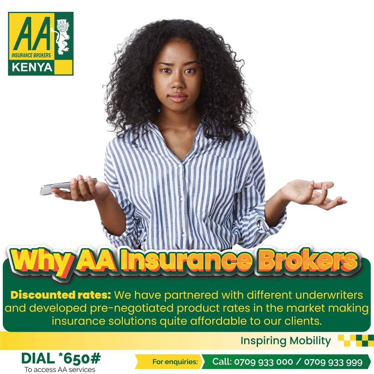 At AA Insurance Brokers, we offer discounted rates on insurance products. Our partnerships with various underwriters allow us to provide affordable insurance solutions to our clients. Insure with us today, call us on 0720940636/0709933000
#AAIBCares