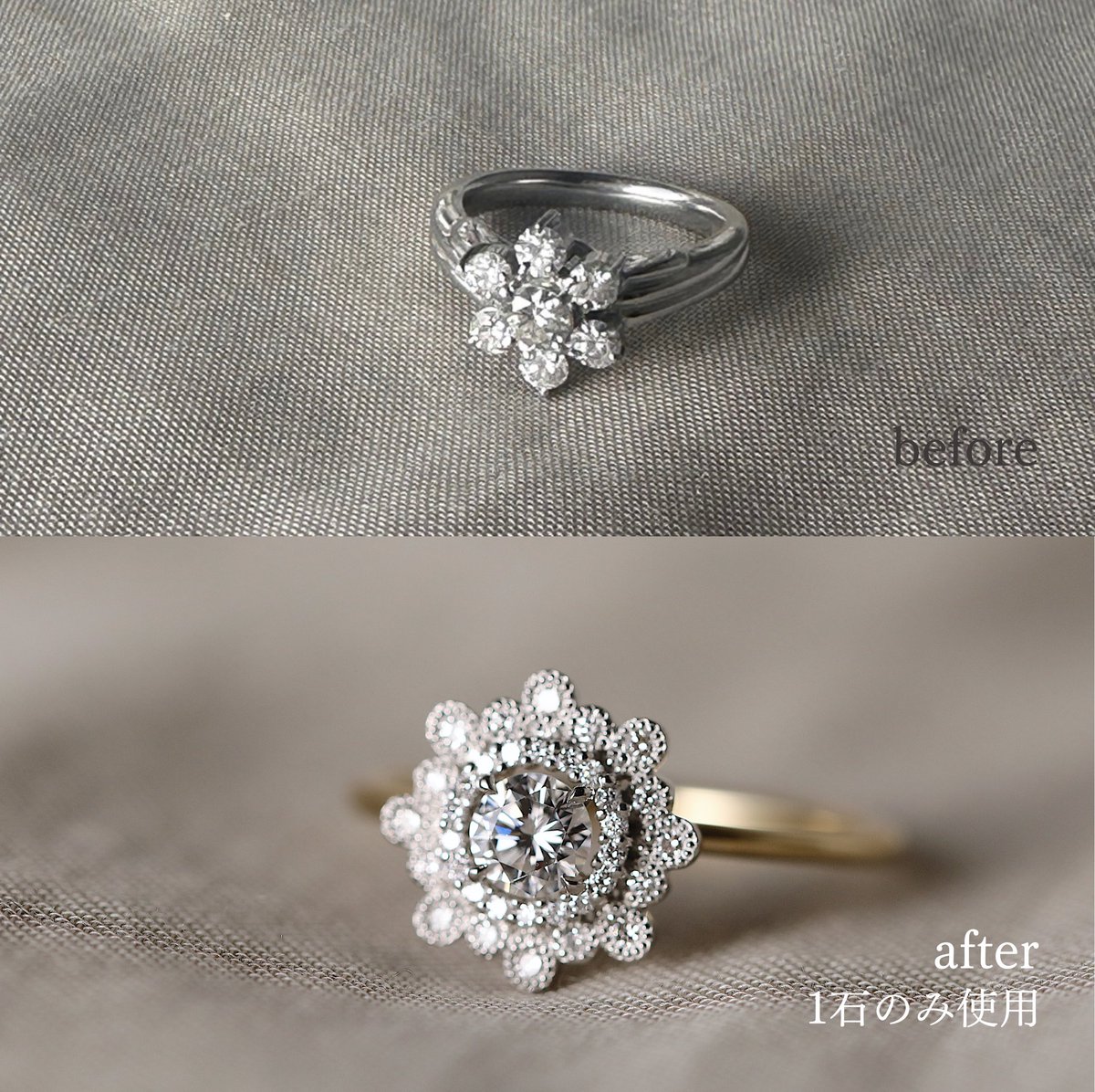 avateinfo's tweet photo. 中石5×5mm用の取り巻きリング空枠にてオーダーをいただきました。
お持ち込みはやや小さめのルースです。

クラシカルとモダンが融合する、ファッショナブルな取り巻きリング。
存在で美しい手打ちミルをお楽しみいただけます。
余った地金は買取をさせていただき、コスパよくオーダーいただきました。

・・・・・・
只今宝石ルース💎プレゼント企画実施中です。詳しくは固定投稿にて。
#プレキャン　#プレゼントキャンぺーン　実施中