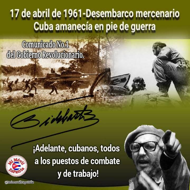 El 17 de abril de 1961, las fuerzas mercenarias desembarcaron por Playa Girón, comenzando una de las epopeyas más importantes de nuestra historia y que culminó con la brillante victoria en menos de 72 horas de nuestros heróicos combatientes. #CubaViveEnSuHistoria #GirónVictorioso