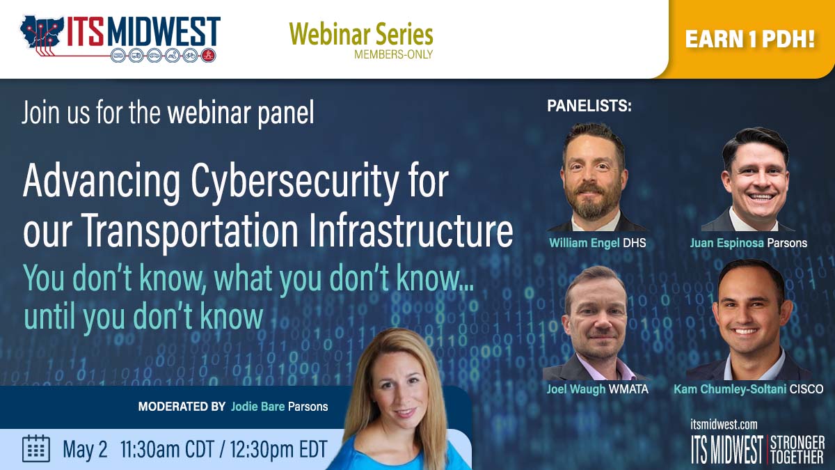 📢Not-to-be-missed! Advancing #Cybersecurity for our #Transportation Infrastructure - May 2 11:30 CDT.
Join us &amp; cyber centric leadership from <a href="/wmata/">Metro Forward</a>, <a href="/DHSgov/">Homeland Security</a>, <a href="/Cisco/">Cisco</a>, and <a href="/ParsonsCorp/">Parsons</a>. Free to #ITSMW members.
itsmidwest.com/meetinginfo.ph…
#ThisIsITS #webinar