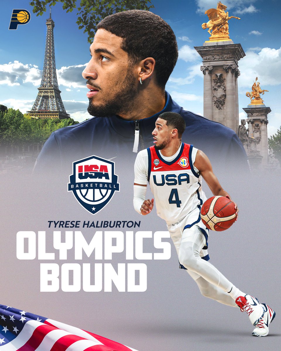 TY IS HEADING TO PARIS! Tyrese Haliburton is one of 12 players to be named to the @usabasketball 2024 Olympic Roster 🇺🇸
