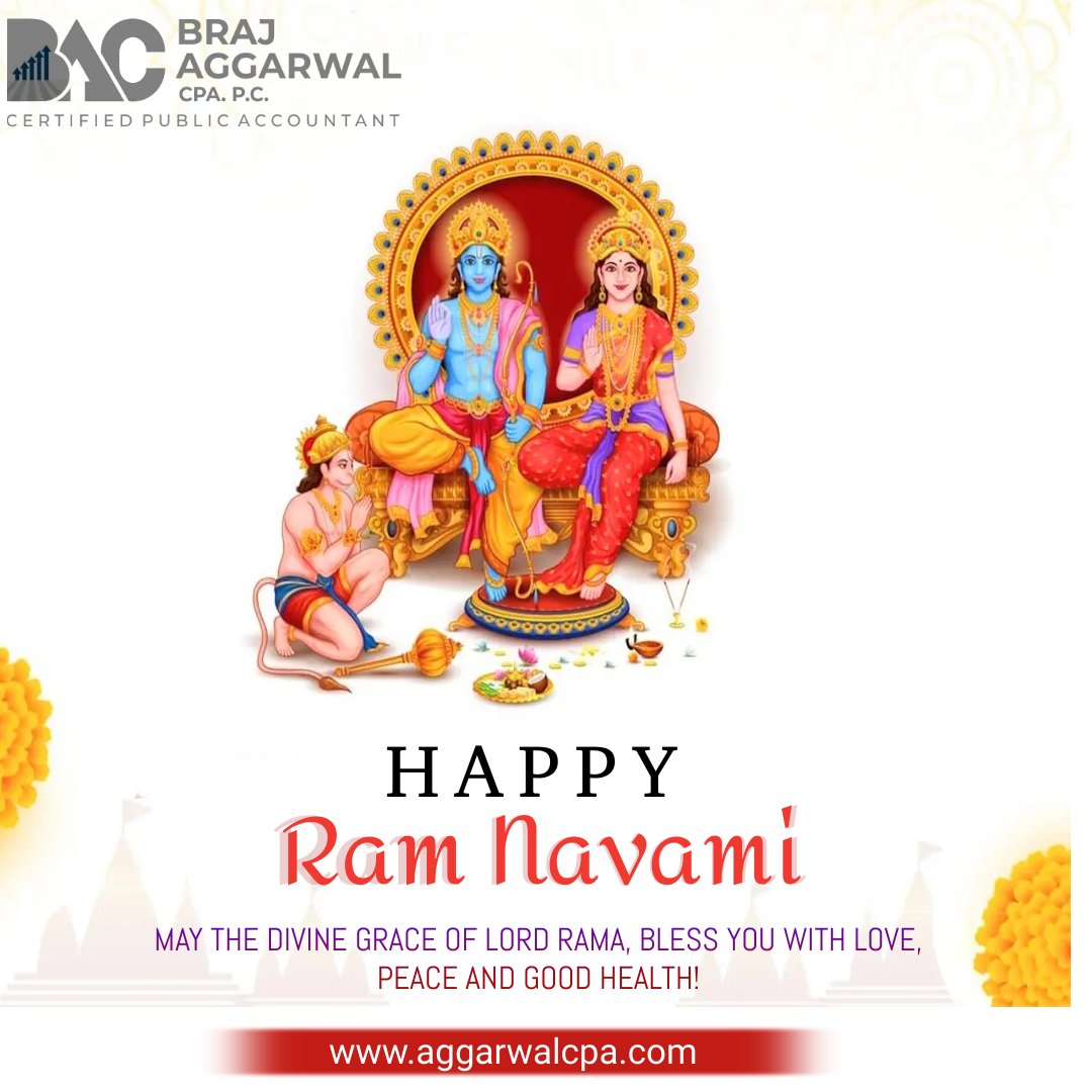 Braj Aggarwal, CPA, P.C. wishes you a Happy Ram Navami! May Lord Rama bestow upon you happiness, peace, prosperity, good health, and wealth. #ramnavami #ram #jaishreeram #ramayana #india #lordrama #happyramnavami #CPA #cpainnewyork #brajaggarwalcpapc #taxtion #taxauditing