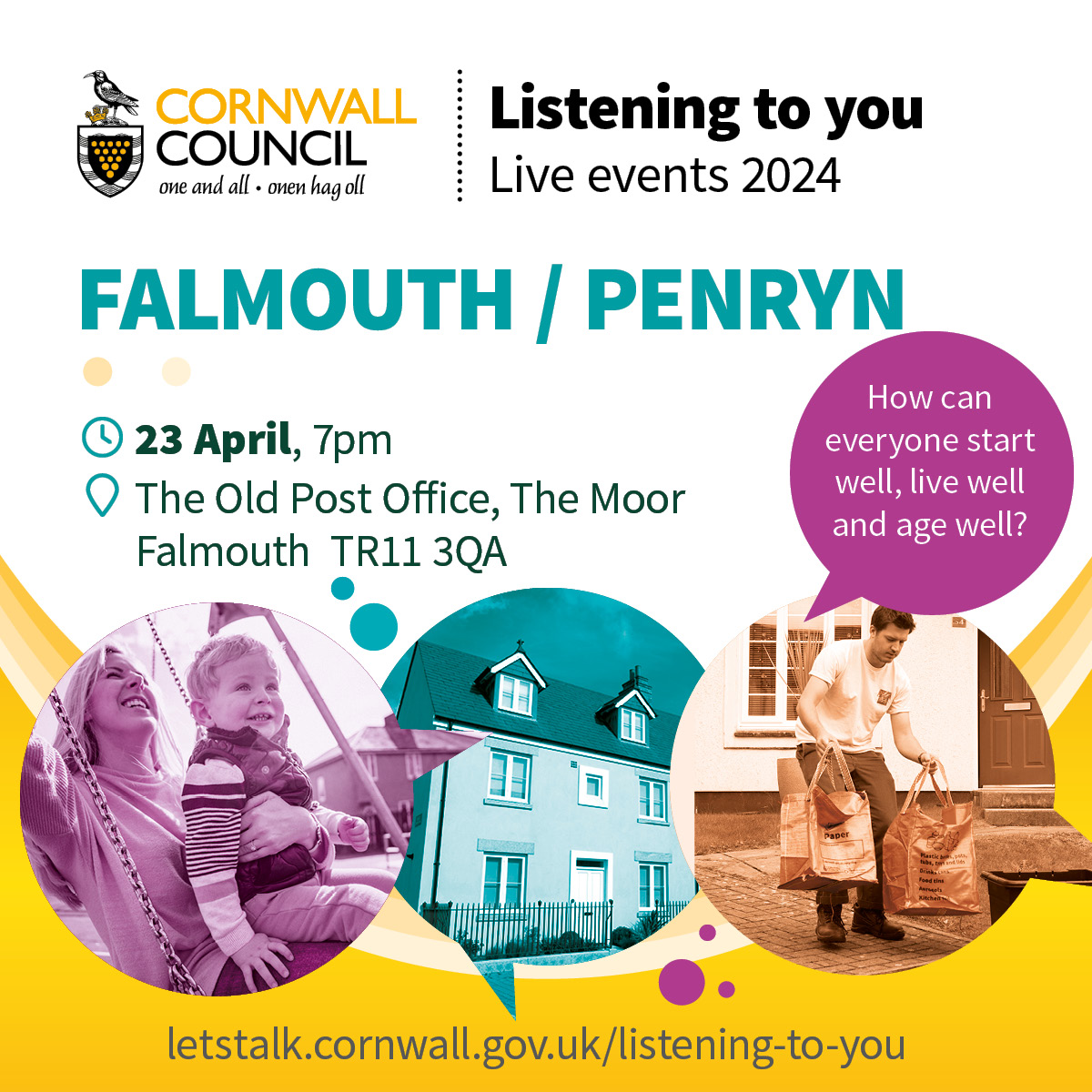 📢 The Leader of Cornwall Council, cllr Linda Taylor, will be in Falmouth on Tuesday, April 23 for another Listening to You live event. 📍 Atherton Suite, The Old Post Office, The Moor. TR11 3QA ⏰ 7pm More info at orlo.uk/Listening_to_Y…