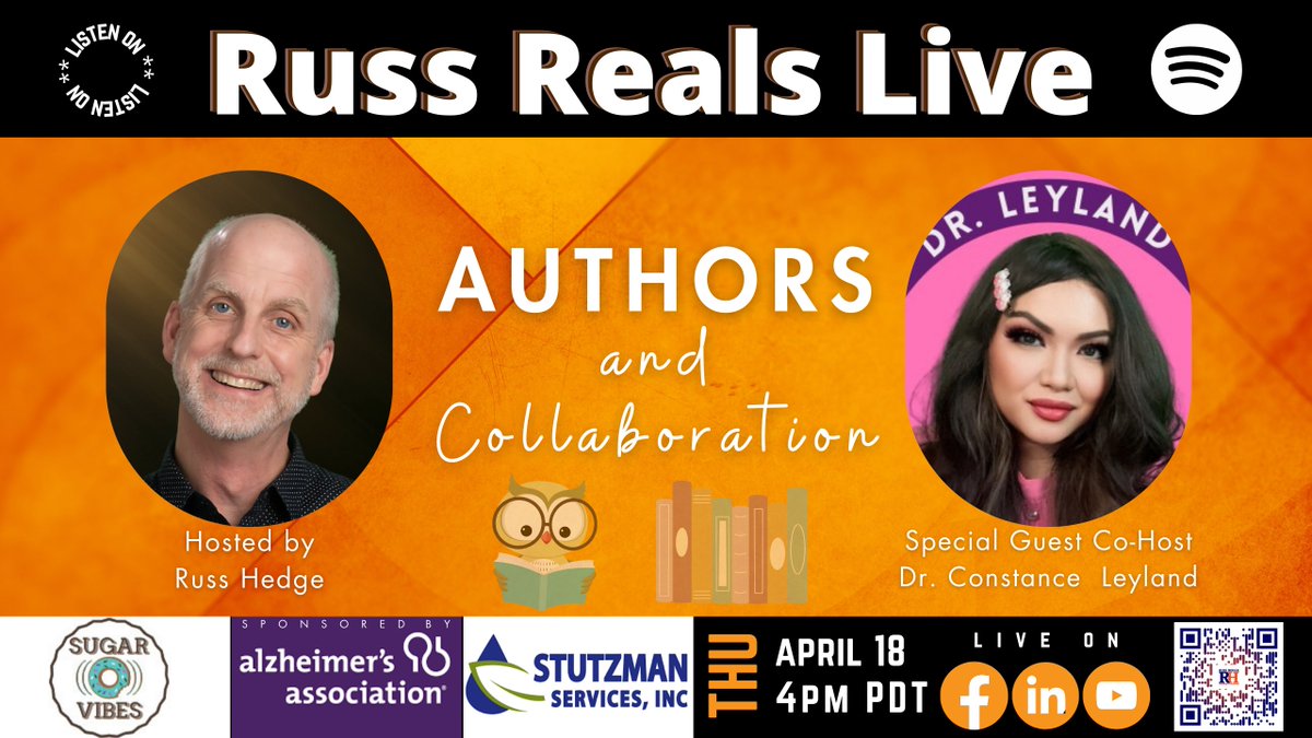 russhedge's tweet photo. #RussReals #Live: #Authors & #Collaboration
April 18, Thursday, 4pm PDT
With guest co-host Dr. Constance LEYLAND
Surprise guest Authors & Friends
Watch Here:
Li https://t.co/6WgyIs5h7Y
Fb https://t.co/7z1S4hKFW3
Yt https://t.co/9A87cZb296
#author #Amazon #book #bettertogether https://t.co/SfdmGff9yq