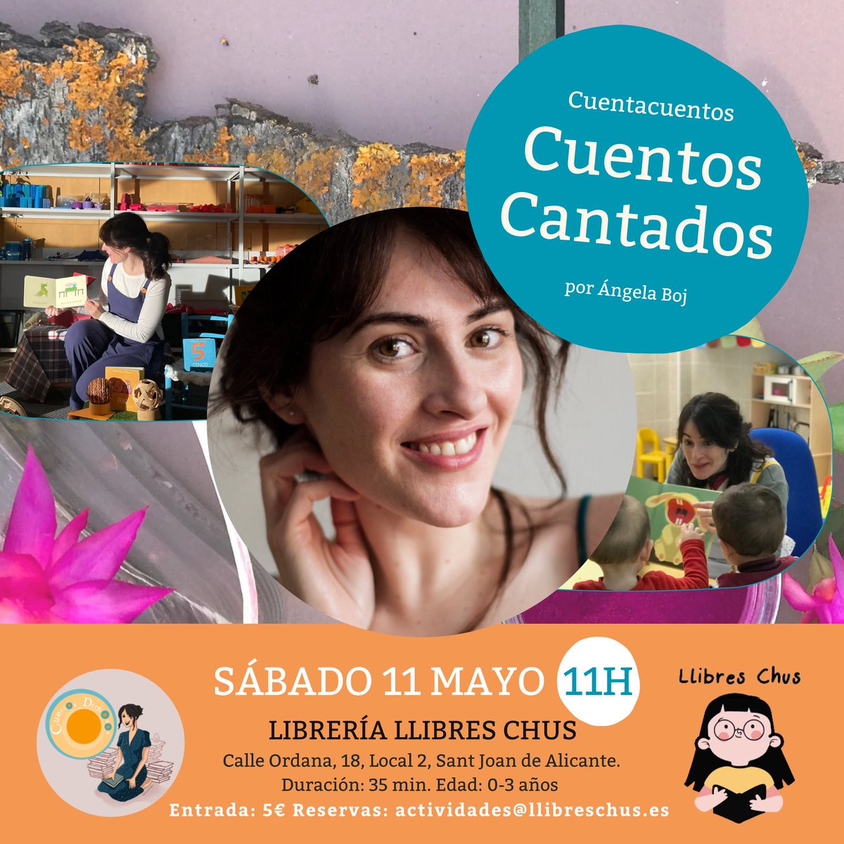 AngelaBoj's tweet photo. El sábado 11 de mayo estaré contando y cantando en Llibrería Llibres Chus, de San Juan de Alicante 👏🏻👏🏻👏🏻#cuentosparabebes #cuentacuentos https://t.co/N4QP7Ux4Mw