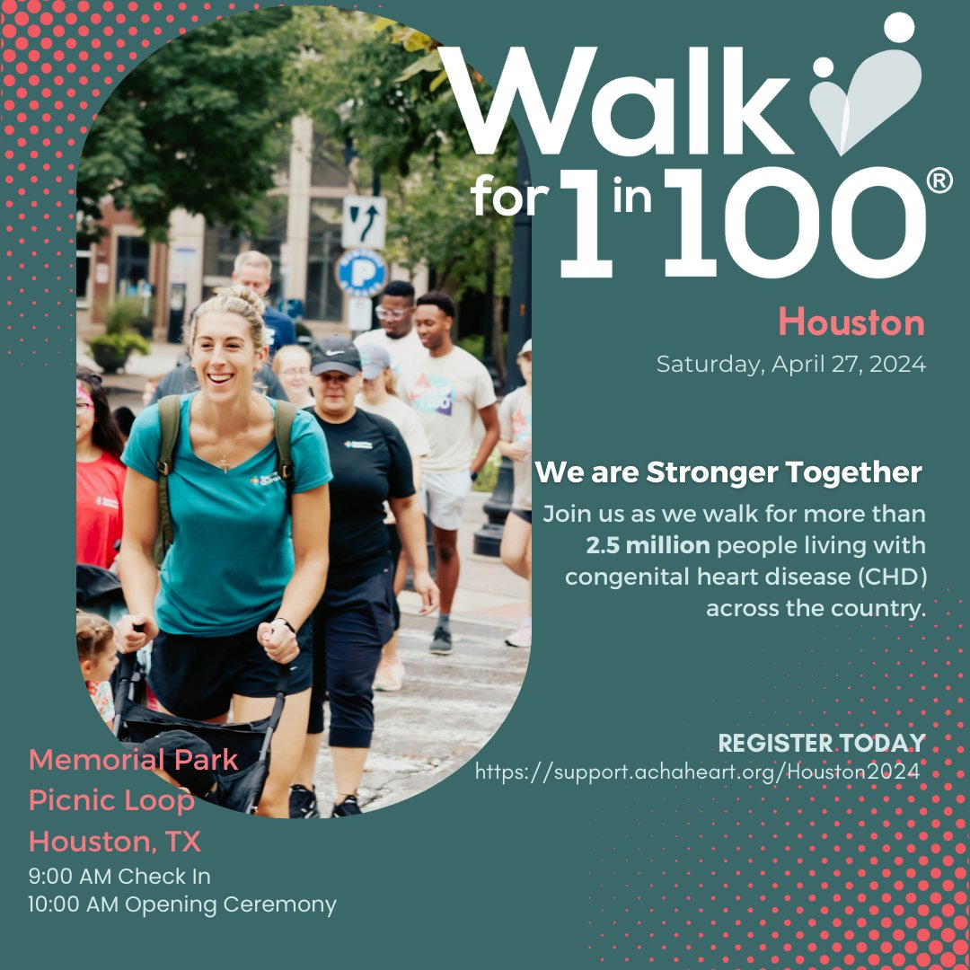 ACHA_Heart's tweet photo. Hey #Houston, #Jacksonville, and #Austin! Get ready to rally with your local community! For the last few weeks of April, we're hosting three impactful walks, all in support of an amazing cause! The Walk for #1in100 is right around the corner, and we're pumped to ensure each step makes a difference. Who's joining us? 💪 Don't miss out, check https://t.co/ugNzXFAQ9t for more info. #Walk4CHD #CHD