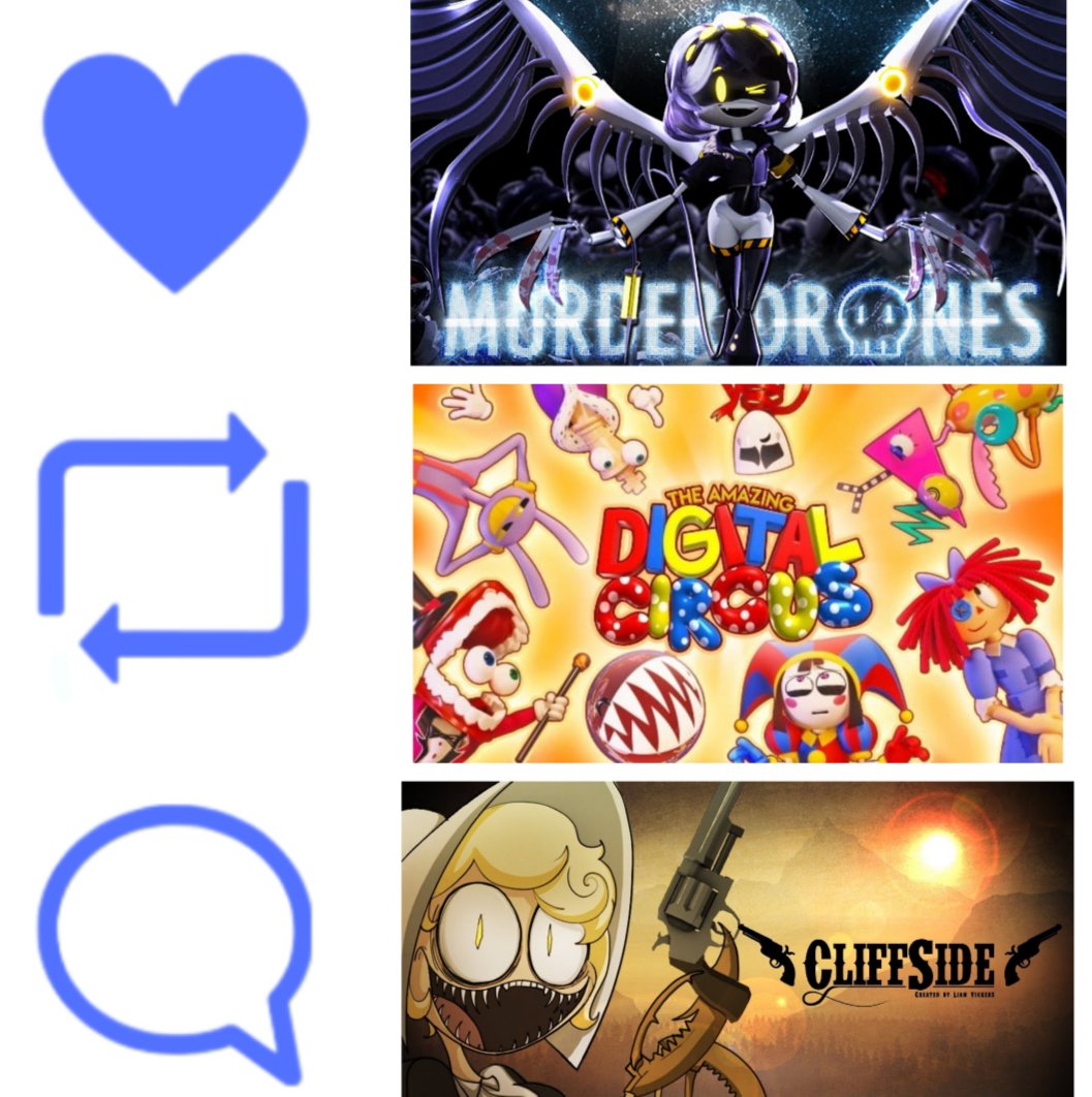 tymsonek's tweet image. Which animated show is better?
#TheAmazingDigitalCircus 
#MurderDrones
#Cliffside