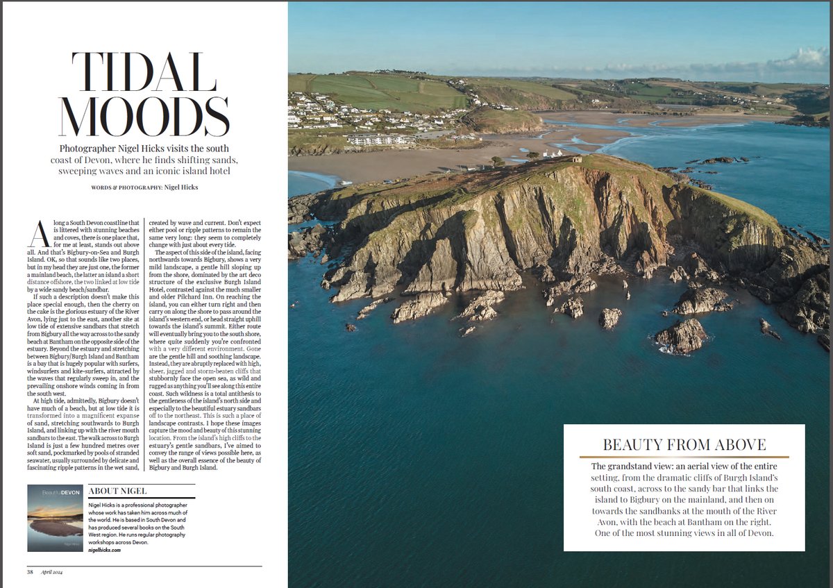 I'm excited to say that my latest magazine article is out: a photo essay on Bigbury and Burgh Island, a lovely beach and island duo on the south coast of Devon. In the April issue of Devon Life magazine. @DevonLife @BBCDevon @ThePhotoHour @CanonUKandIE @BBCCountryfile