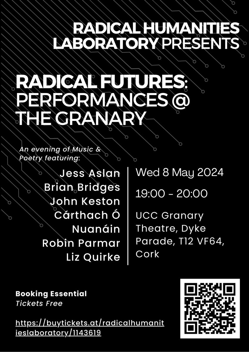 If your coming to the concert at the Radical Futures conference next month, don’t forget to book a ticket. Space will be limited. More info, including an overview of our film schedule, on the website: ucc.ie/en/future-huma… @CACSSS1 @UCC