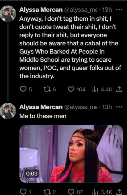 Gigabear_X's tweet photo. As a card carrying member of #Teamgamer I need to respond to this "journalist."
My beliefs are that we are all members of the human race. That an individual's worth is not determined by their melanin content or genitals.
If I seek anyone to be excluded it will be exclusively for their actions and the content of their character.