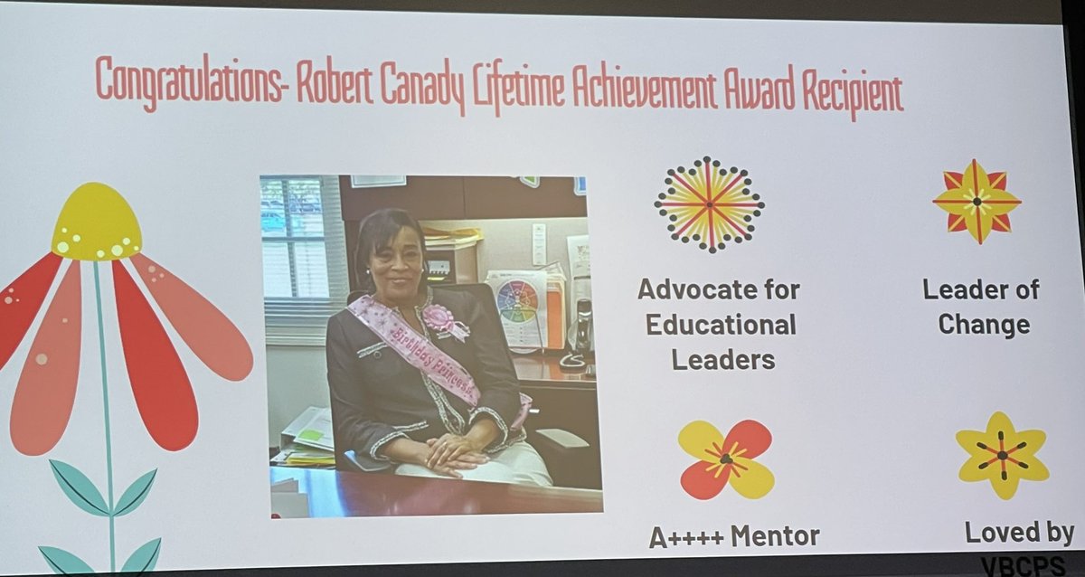 Congratulations to Mrs. Shirann Lewis recognized in VB this morning with the Robert Canady Lifetime Achievement Award!