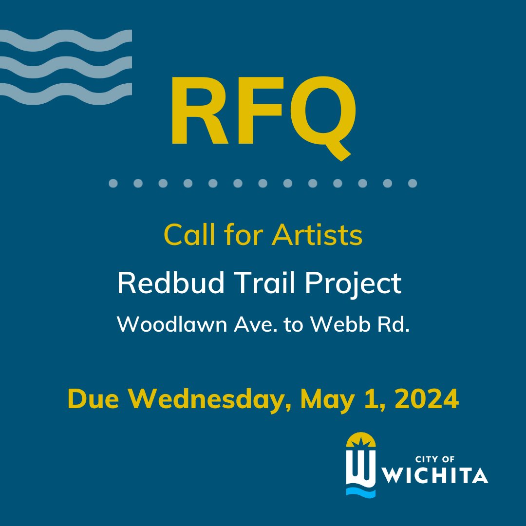 CALL FOR ARTISTS: Professional #artists and #artist teams with a demonstrated history of completing durable, permanent #publicart projects to submit qualifications for #artwork for the Redbud Trail Project. Learn more and apply by May 1: bit.ly/3U75rzi #wichita #RFQ