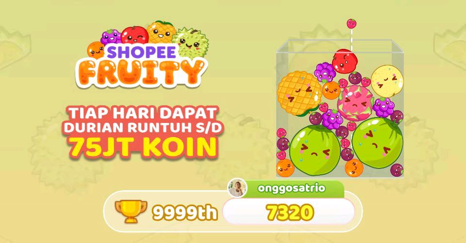SatrioOnggo's tweet photo. Kok, bikin Durian aja ga bisa? Coba main &amp; menang 75JT di Shopee Fruity! https://t.co/JljIyAcV8Q https://t.co/YRFC3ZkEXK