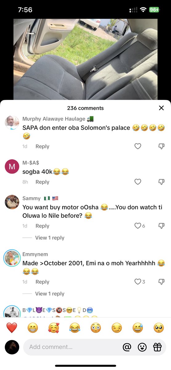 Oba Solomon puts his car up for sale but it’s the comment section that is cracking me up. TikTok people are rude😂😂😂