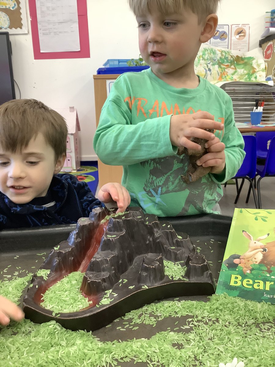 BCAMuddyBoots's tweet photo. Our story this week is the beautiful story of Bear Wants More. The children have enjoyed a tuff tray to act out the story. We have been enjoying learning about bear waking up from his hibernation and learning what bear wants more of. https://t.co/ffEHYs0ss2