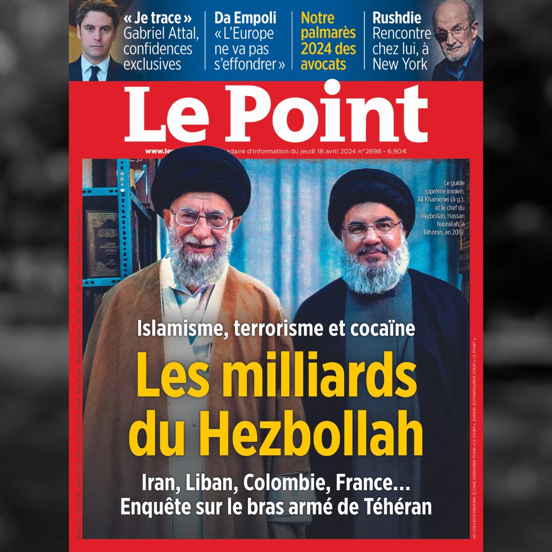 @GuillaumPerrier 📍 À la une cette semaine : ☞ Enquête : les milliards du #Hezbollah ☞ Gabriel #Attal, confidences exclusives : « Je trace » ☞ Salman #Rushdie : rencontre chez lui, à New York 🗞️ En kiosque & en numérique bit.ly/3Q5SV0E