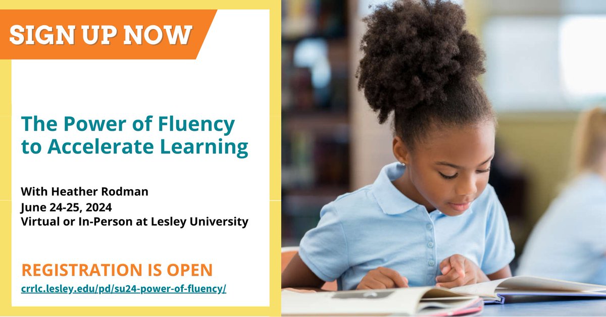 Learn about the six dimensions of fluency and how to assess and teach for each element. Sign up here: CRRLC.LESLEY.EDU/SU24-POWER-OF-… #teachered #teachertwitter #literacymatters