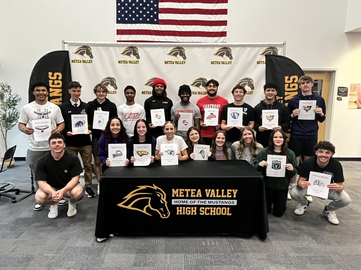 Check out this incredible group of Mustangs heading to the next level!! Congratulations to you all and your families. Special thx to those who inspired, coached, developed and mentored you. We wish you the absolute best! @meteavalley @MeteaBoosters SIGNING DAY!!!