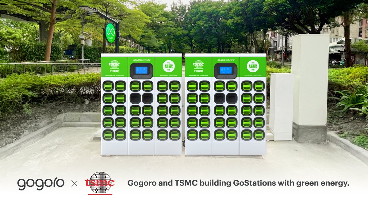 Today, #TSMC  and #Gogoro have jointly announced new sustainable mobility initiatives to lead the way towards a net-zero future in Taiwan.

Together, we are introducing 15 GoStation sites powered by 100% clean energy, launching the GoShare scooter-sharing service in TSMC’s