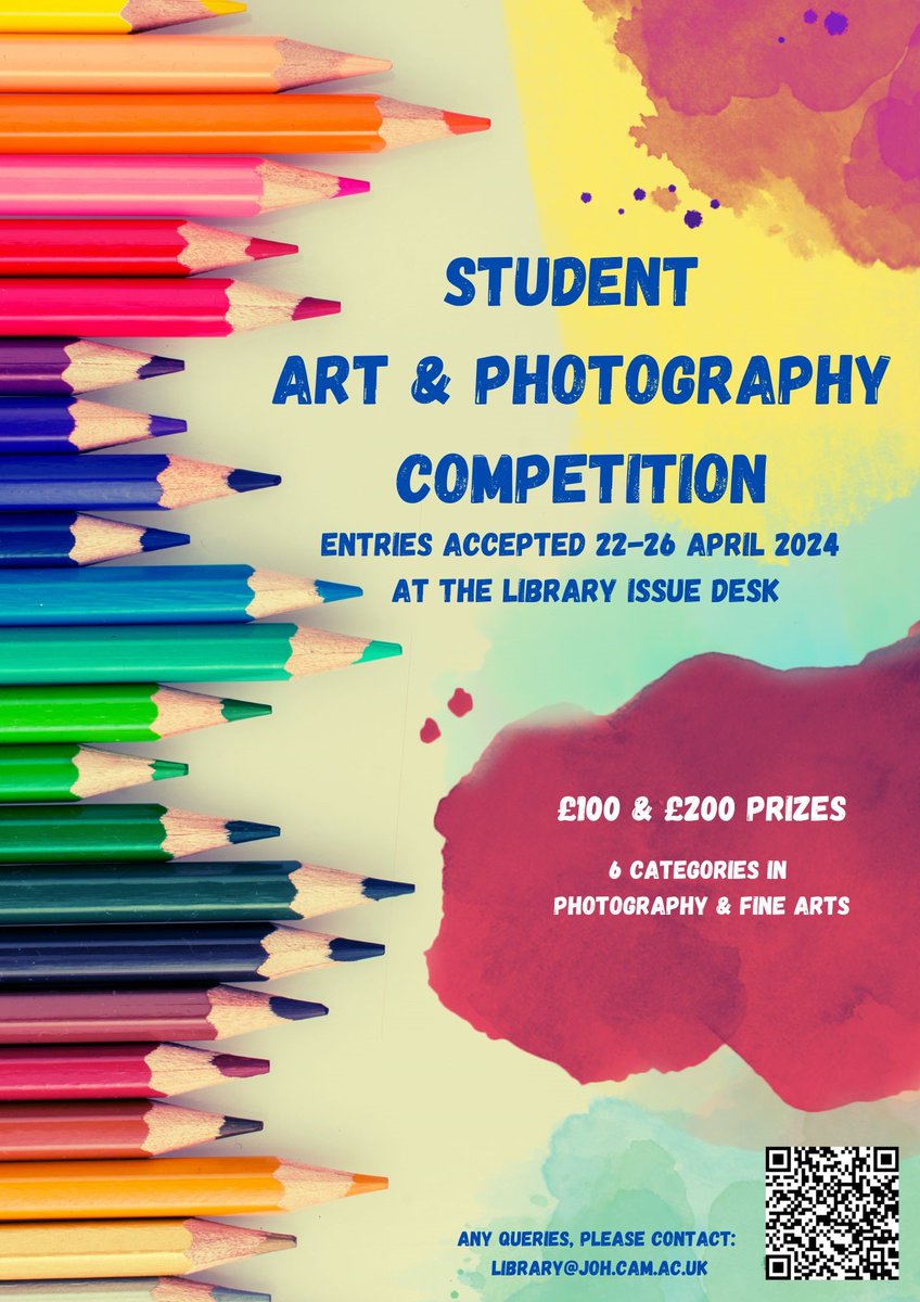 Student Art and Photography Competition entries will be accepted next week! joh.cam.ac.uk/student-art-an… (log in to view)