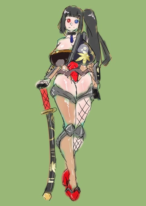 対魔忍ノ殿イメージこんなんだけどプロテクター的なパーツの配置が難しい 