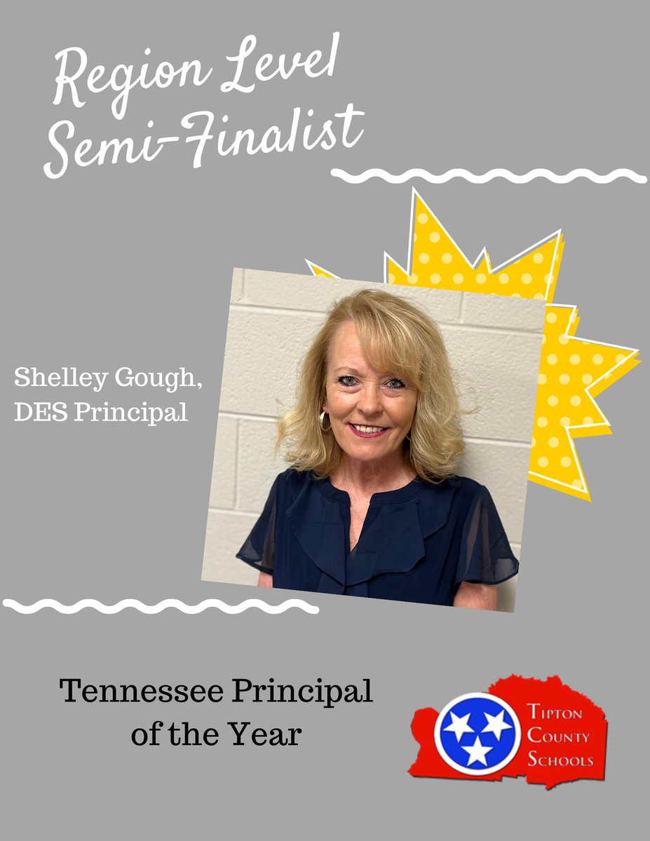 Join @TCSchools_ in congratulating Ms. Shelley Gough, principal of Drummonds Elementary School, for being recognized as a region level semi-finalist for Tennessee Principal of the Year - we are blessed to have you leading the great work at DES! #leadershipmatters