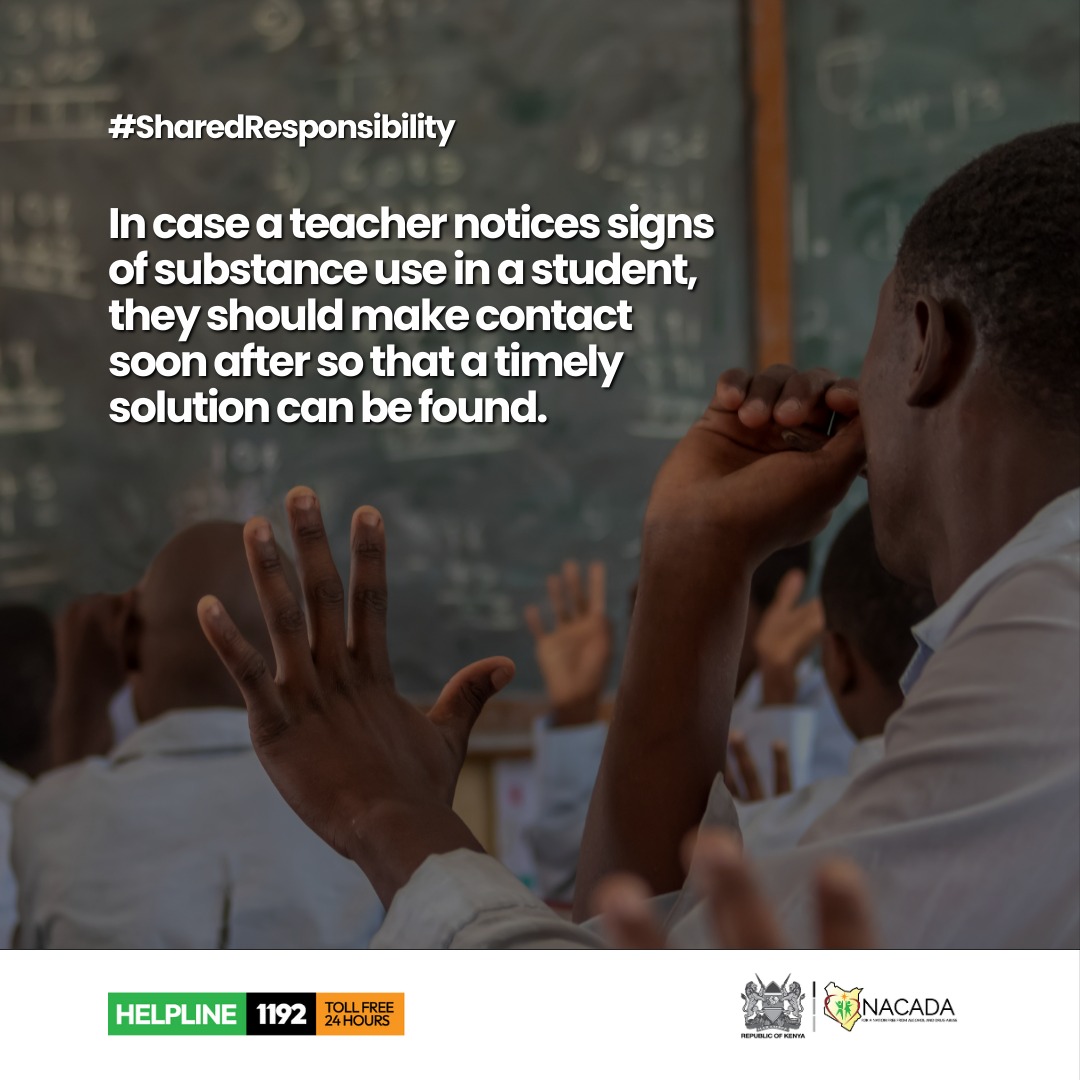 In case a teacher notices signs of substance use in a student, they should make contact soon after so that a timely solution can be found. Waiting too long can create new problems, possibly through the frustration of those involved #SharedResponsibility #Togetherasone