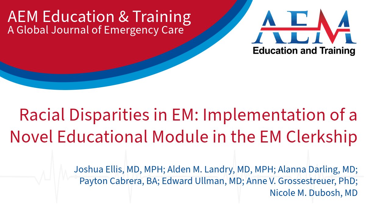 Despite decades of literature recognizing racial disparities (RD) in #EmergencyMedicine, published curricula dedicated to addressing them are sparse. Here are details of a novel RD curriculum for EM clerkships and its educational outcomes.

Read now: ow.ly/eRvK50QGcq8