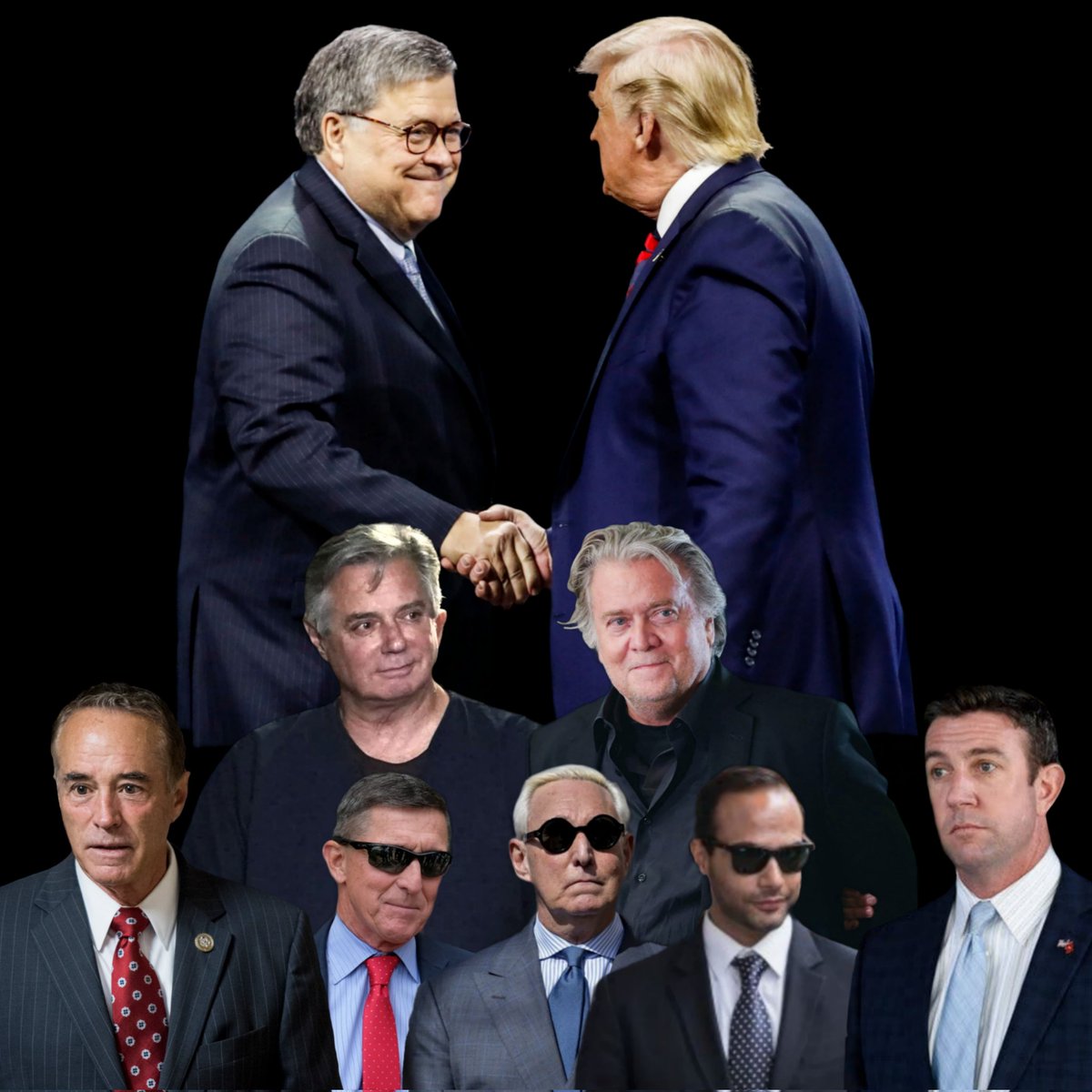Bill Barr keeps trending because there's a reason Trump's DOJ and FBI indicted and arrested and convicted Trump's campaign team and associates and cabinet appointees and sitting Republican Congressmen but Trump was never indicted and arrested. Bill Barr was Rudy Giuliani 2.0.