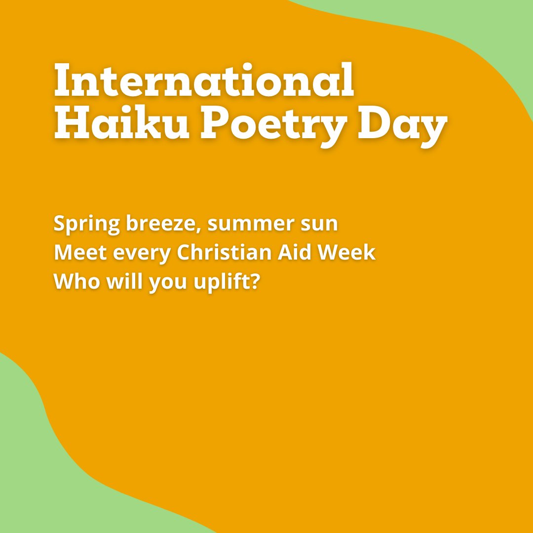 📝 As part of International Haiku Poetry Day, we are reflecting on Christian Aid Week. 🔗 Want to show your creativity? There are so many ways to make a difference this year: caid.org.uk/APR #CAWeek24 #7DaysManyWays