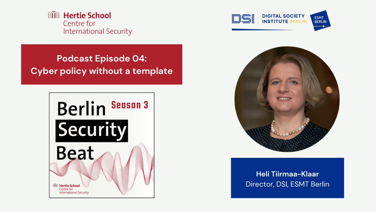 🎧 #DSI Director @HeliKlaar is featured on the latest podcast episode of #BerlinSecurityBeat. Tune in to hear @BackovskyDavid interview her about building up cyber policy & diplomacy institutions across @MoD_Estonia, @MFAestonia, @NATO, and @eu_eeas. 👉 berlinsecuritybeat.podigee.io/24-s304-cyberp…