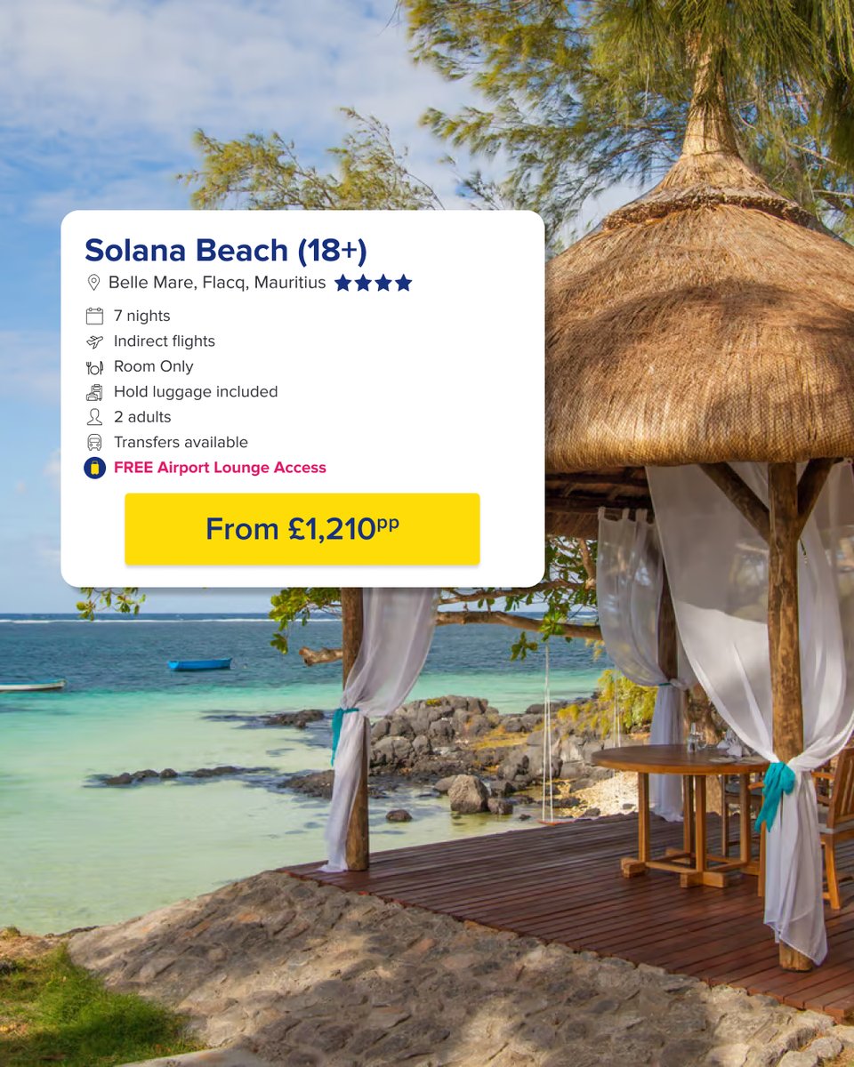 Just think - you could have Mauritius booked TODAY for just £30pp and spread the cost 'til next year. We're even chucking in FREE lounge at the moment 🍸🛫🇲🇺 More deals on Mauritius hols 🔗 onthebeach.co.uk/destinations/m…