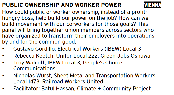 Very excited to moderate this @labornotes panel ft. organizers from truly incredible campaigns for public goods. From railroads to our networks and utility systems, workers have the skills & knowledge to lead the way out of private sector crises. Come find us on Friday, 3-4:40pm!