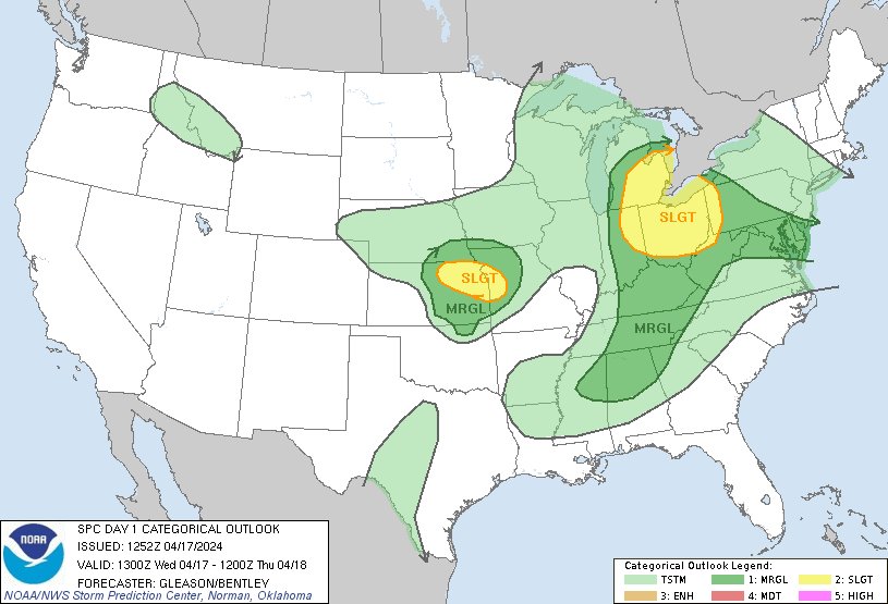 7:54am CDT #SPC Day1 Outlook Slight Risk: across parts of southern Lower Michigan into the Ohio Valley spc.noaa.gov/products/outlo…