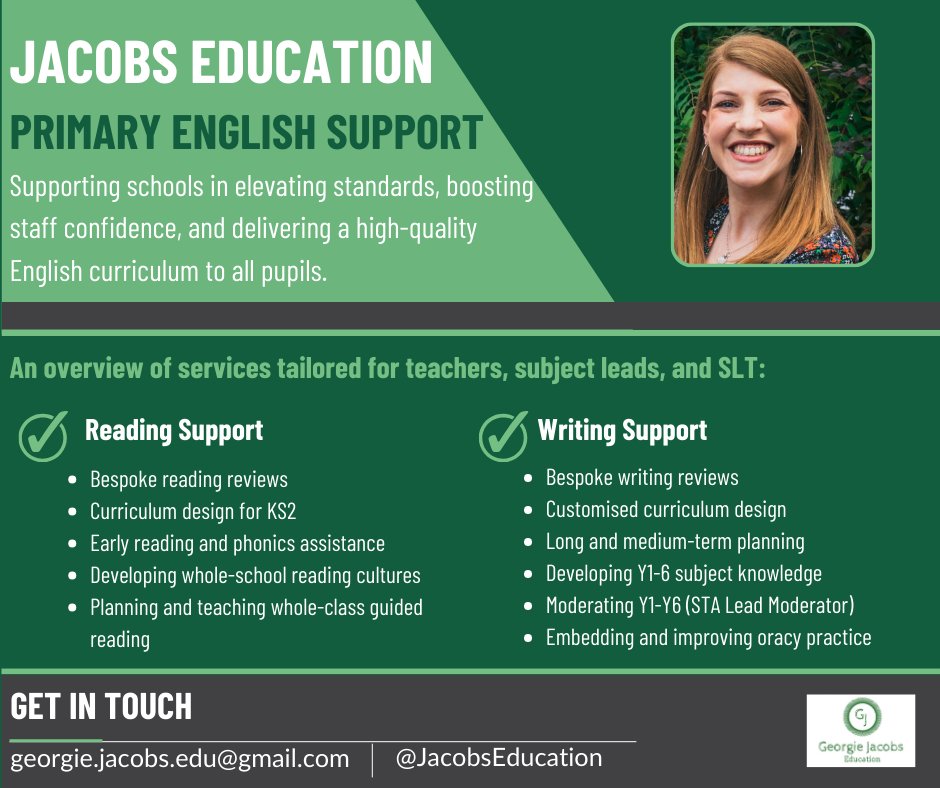 My diary is open for 24/25 bookings! 

Let's continue our mission to ensure all colleagues and children have a love for their English curriculum.

#edutwitter #primaryeducation #englishcpd #cpdopportunities #englishsubjectlead #engchat