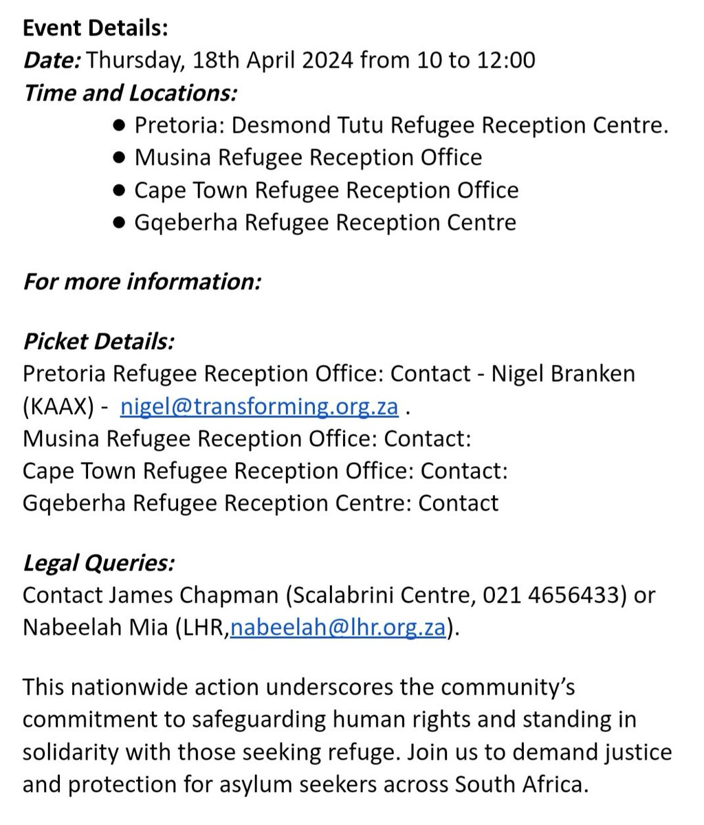 Media Alert: Nationwide Picket at Refugee Reception Offices Scheduled for 18th April 2024.