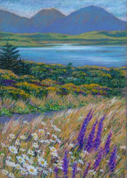 Irish artist Hélène Brennan now ‘Wild Flowers of Connemara’ Beautiful Oil Pastel. The artist is also a photographer