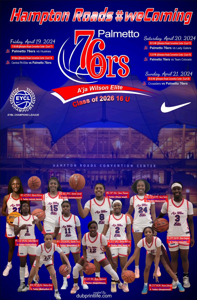 💙❤️💙❤️💙❤️💙❤️ We not hard to find!! Come see this great TEAM at the Boo Williams Invitational EYBL Champions League Session 1 Hampton Va. See you there!! @palmetto76erawe @NikeGirlsEYBL @NikeEYB @NIKEeycl