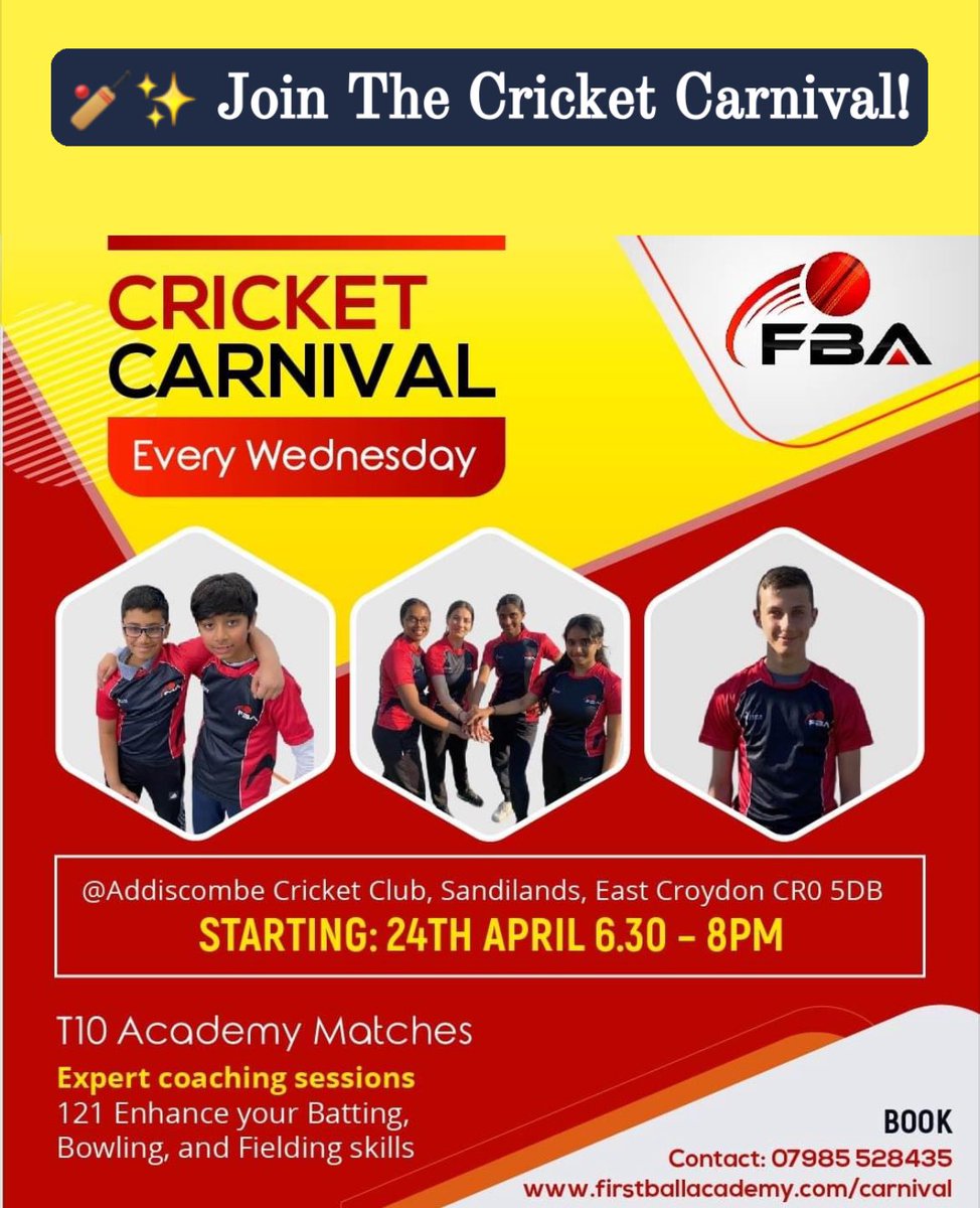 FBAcricket's tweet photo. SEVEN days to go before the launch of Cricket Carnival! 
#croydonschools #suttonschool #surreyschools https://t.co/bMNVmyY7Qe