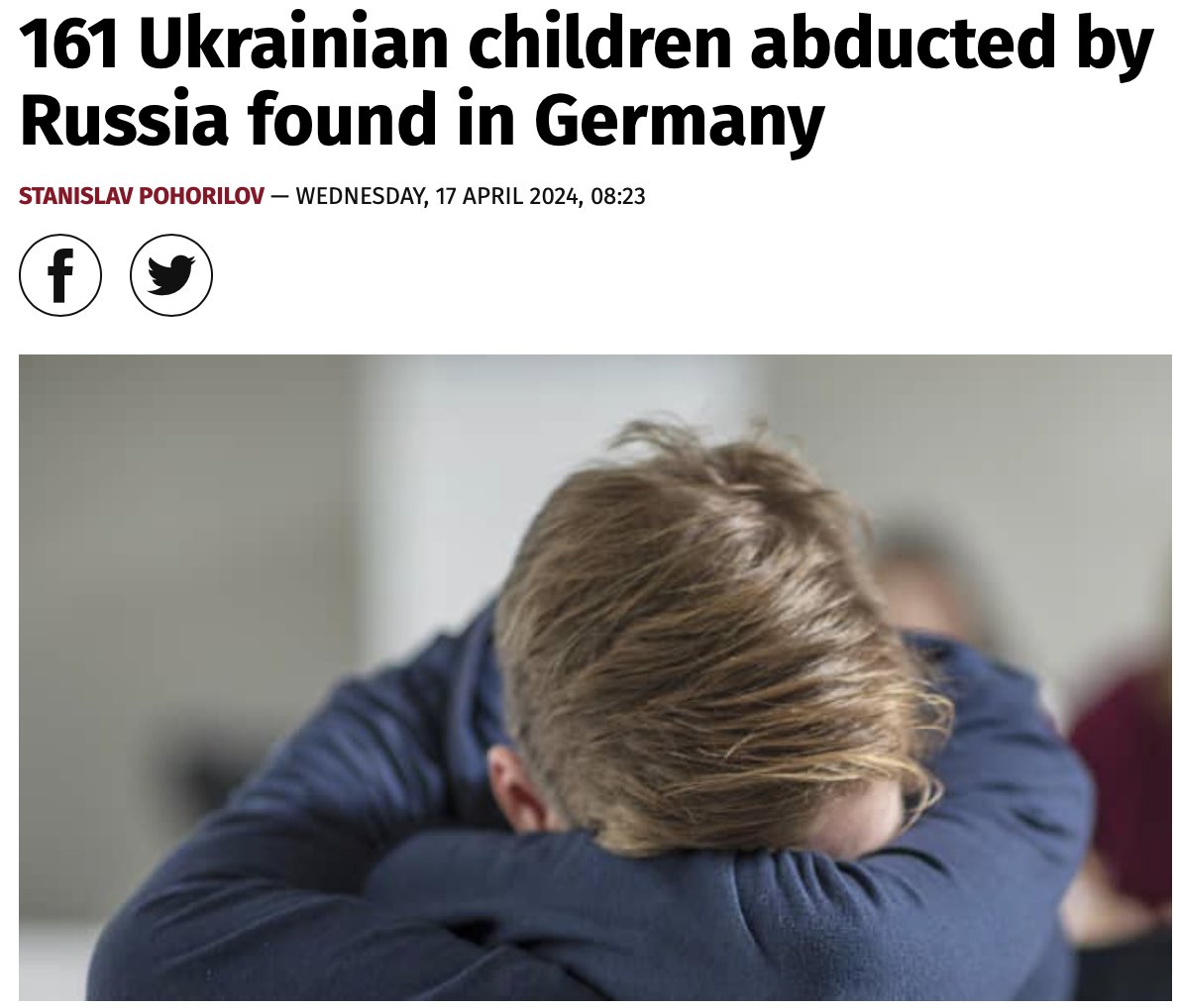 Here’s what we are reading today: 161 Ukrainian children that were abducted to Russia and Belarus were found in Germany with the help of German law enforcement agencies, says Ivan Vyhivskyi, the Chief of the National Police of Ukraine.