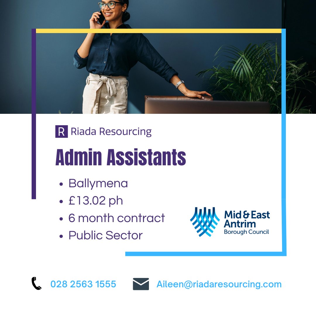 Admin Assistants - Ballymena 📍

Join Mid and East Antrim Borough Council 📲 vacancies.riadaresourcing.com/vacancies/3439…

#nijobs