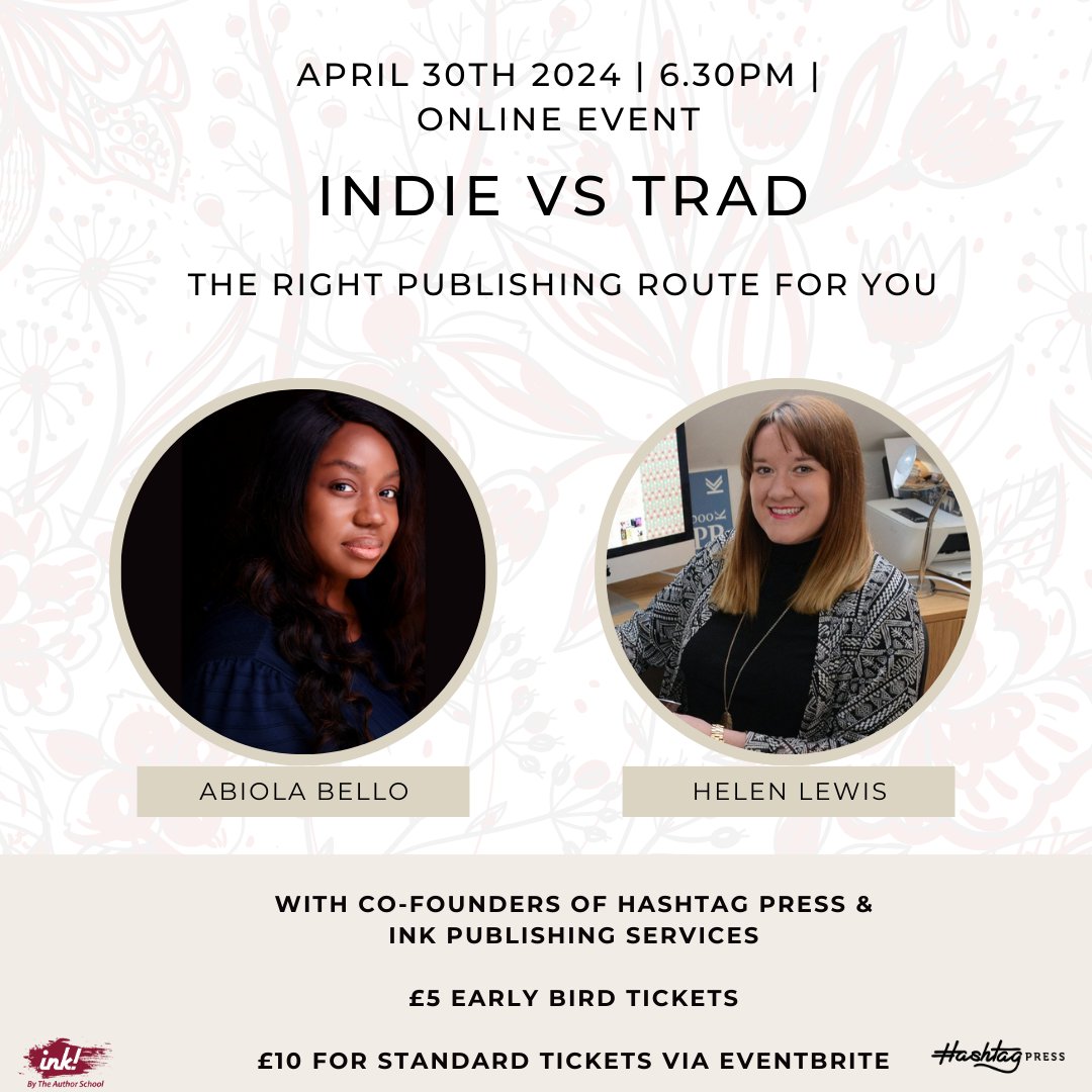 We're so excited to host the Indie vs Trad: The Right Publishing Route For You on April 30th. There's alot of chat online about publishing. Some of the advice has been spot on. Most have not 😅 Hopefully we can help you with your choices with practical advice. Link in bio!