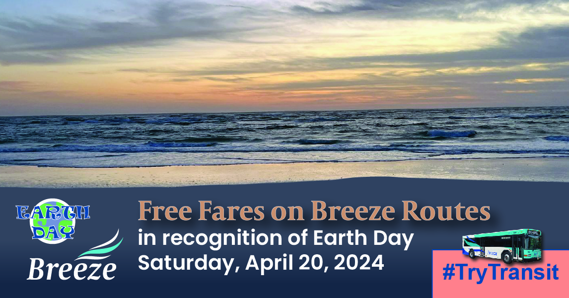 Looking for a unique way to celebrate Earth Day? Take a free ride on Route 33 to soak in a Siesta Beach sunset. Fares will be waived on all Breeze Routes Saturday, April 20. #TryTransit #SRQCountyTransit