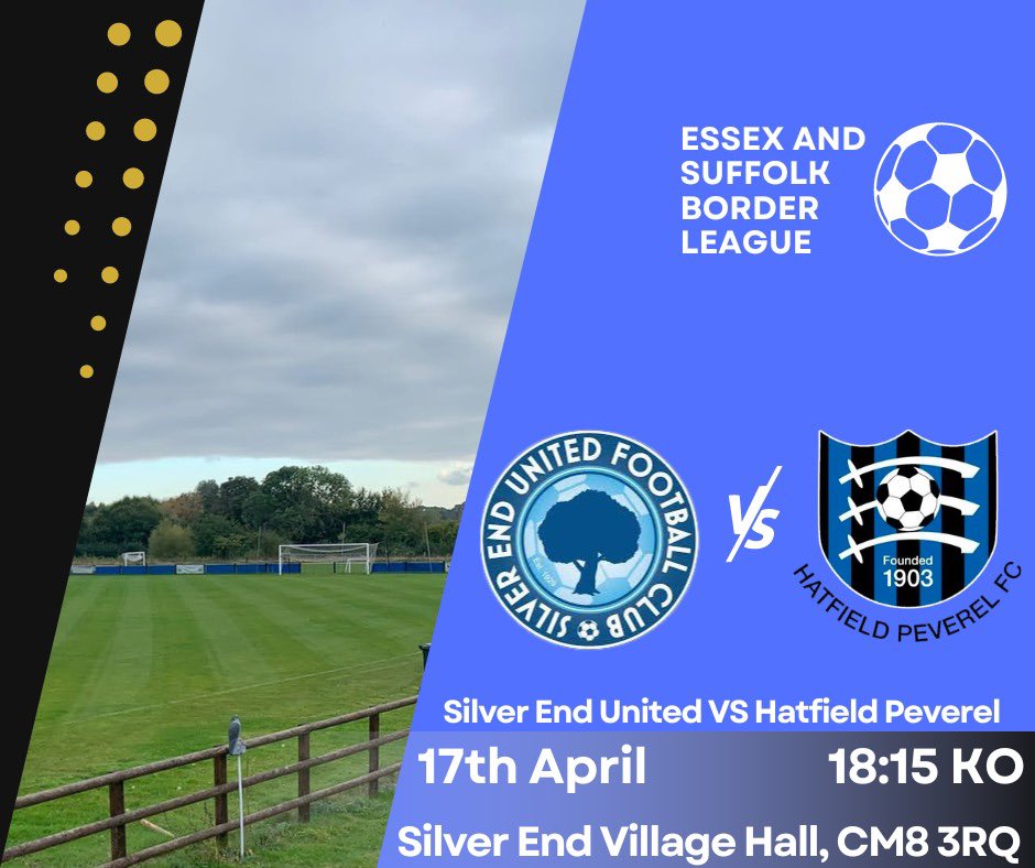 The first team have their final game of the season tonight taking the short trip to local rivals Silver End. Get down and support the boys!