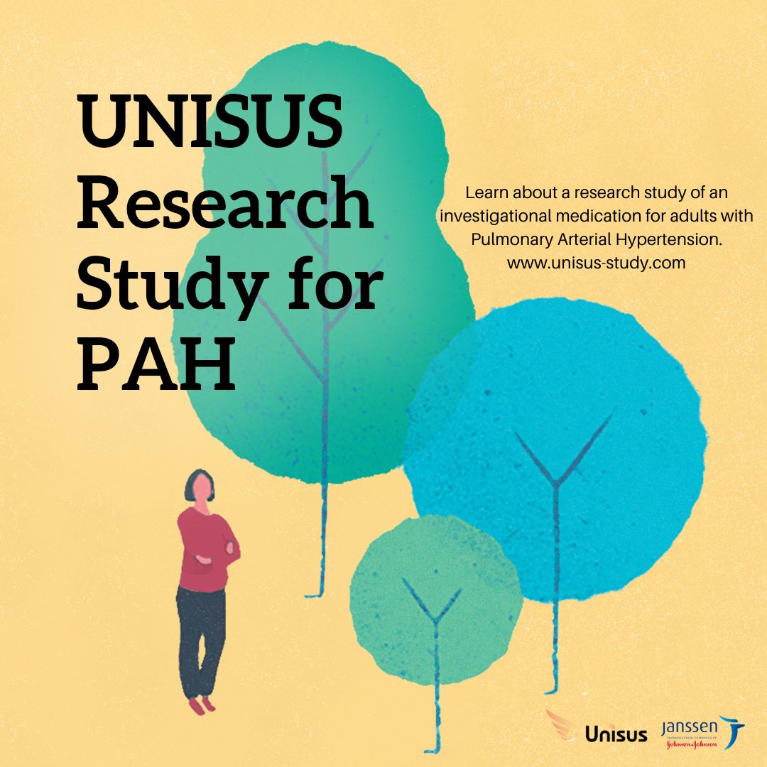 UNISUS Research Study for PAH. Learn about a research study for an investigational medication for adults with Pulmonary Arterial Hypertension. globaltrialfinder.janssen.com/trial/CR108740…