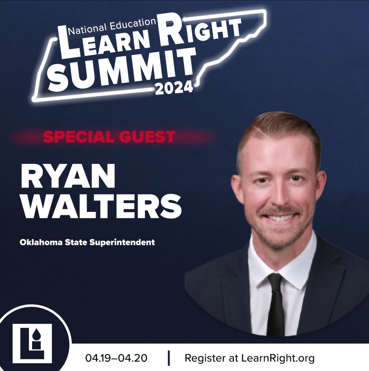 Thrilled to announce Oklahoma State Superintendent @RyanWaltersSupt is joining us at the #learnright24 Summit in Nashville, TN this weekend!

There is still time to sign up!

Register at Learnright.org

#ryanwalters #learnright #lr24 #nashville #education #learnleadwin