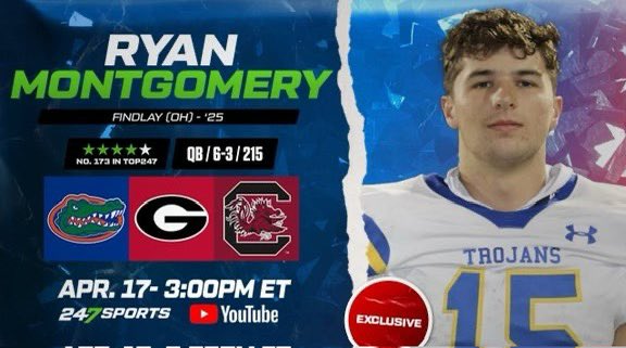 You can watch Ryan Montgomery’s commitment announcement at 3 p.m ET on the @247Sports YouTube channel. Below is the link to the live stream and the @Dawgs247 Commitment Day Primer discussing his finalists. 🎥 youtube.com/live/R18N3D95x… 📝 247sports.com/college/georgi…