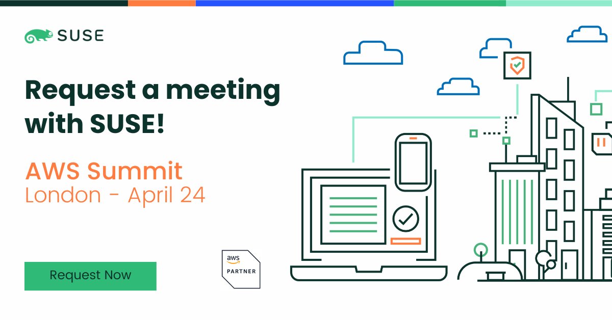 📣Attending #AWSSummit in London? Meet @SUSE at booth #B40 to learn all about our #cloudnative #k8s management solutions on #AmazonEKS. Join the session on 'Securing Amazon EKS workloads: Your 15-minute guide' with David Johnston. 🔗Request a meeting here: okt.to/LFH9i3