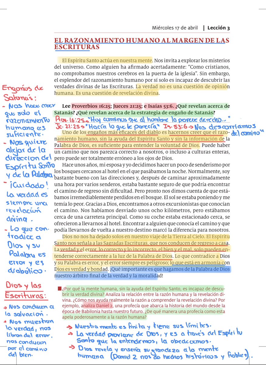 #LESAdv/miércoles
EL RAZONAMIENTO HUMANO AL MARGEN DE LAS ESCRITURAS
🔸El Espíritu Santo actúa en nuestra mente y nos lleva a las Escrituras
🔸La verdad no es cuestión de opinión humana. Es revelación divina.
🔸Dios, su Palabra, la verdad, deben guiar nuestra mente y vida.
