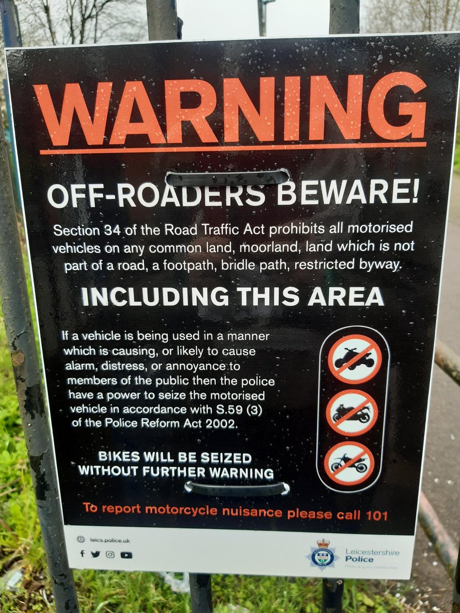 Only use your car or motorbike on the road, or on areas that have given permission. Keep speed and noise down. #respectandtolerate @HarboroughDC @LPHarborough